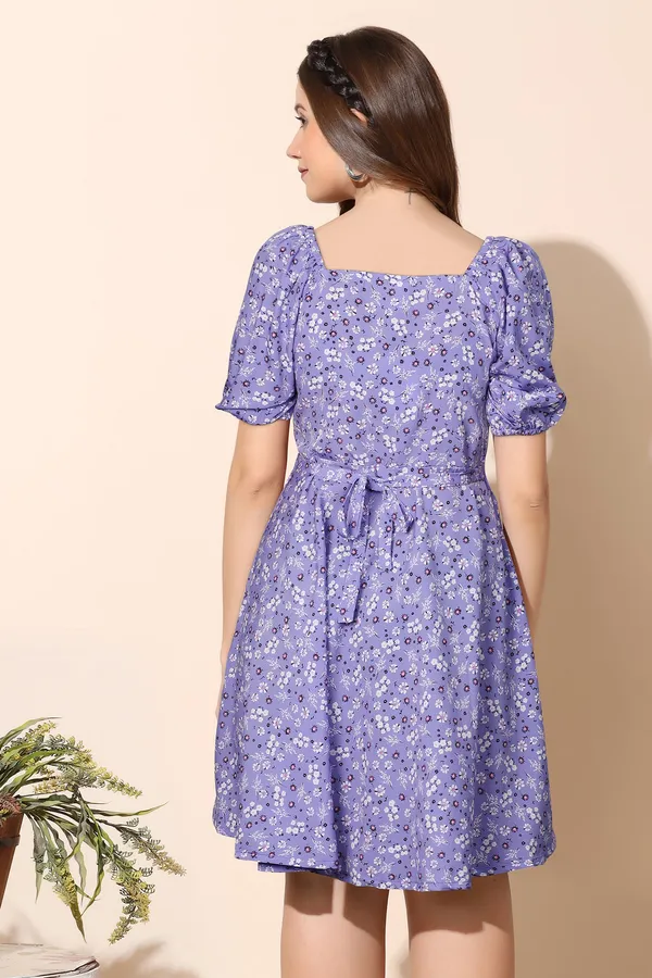 Violet_Floral_Print_Mini_Dress_For_Women