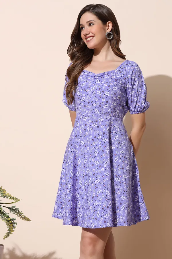 Violet_Floral_Print_Mini_Dress_For_Women