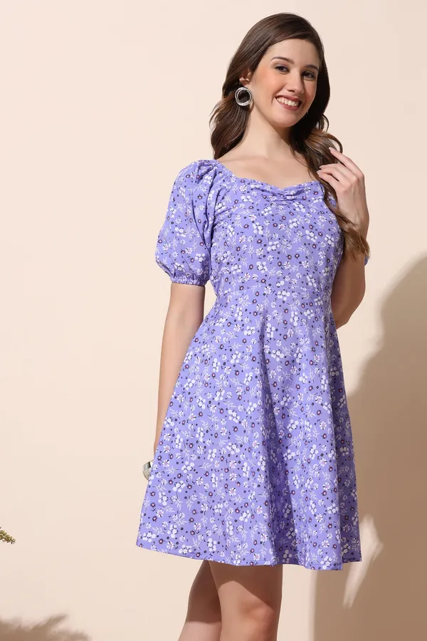 Violet_Floral_Print_Mini_Dress_For_Women