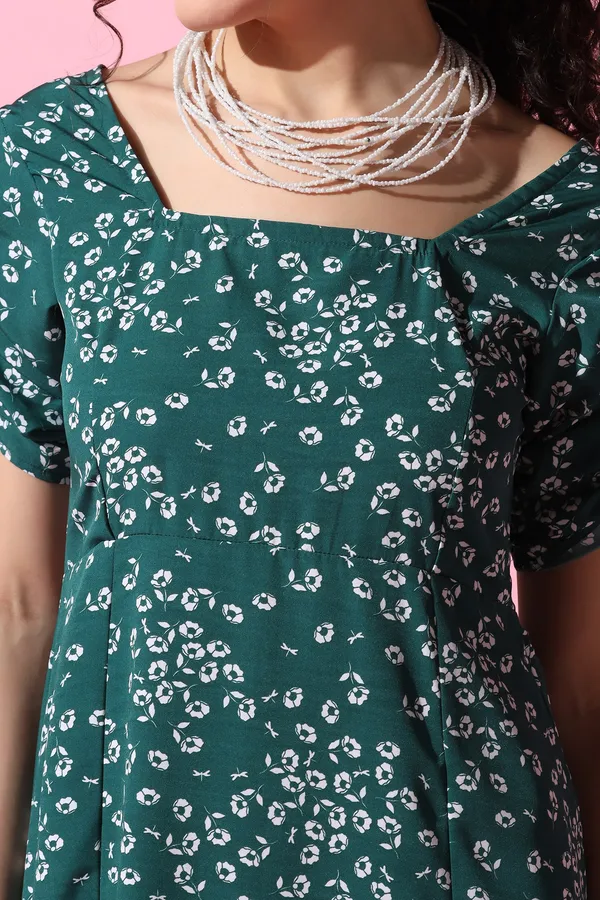 Bottle_Green_Floral_Print_Midi_Dress_For_Women