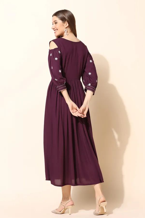 Wine_Rayon_Embroidered_Empire_Dress_For_Women