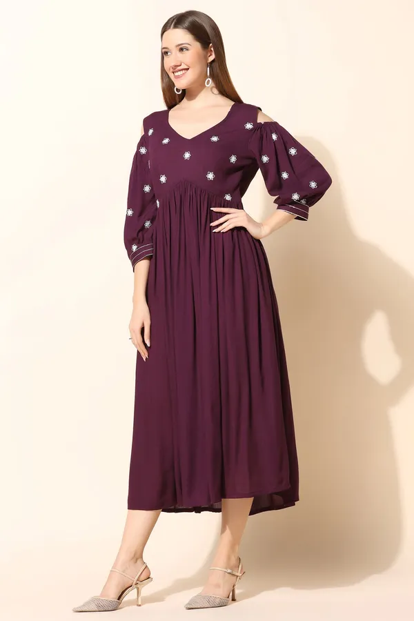 Wine_Rayon_Embroidered_Empire_Dress_For_Women