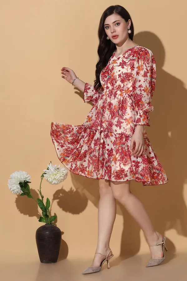 Off_White_Georgette_Floral_Print_Fit_And_Flare_Knee_Length_Dress_For_Women