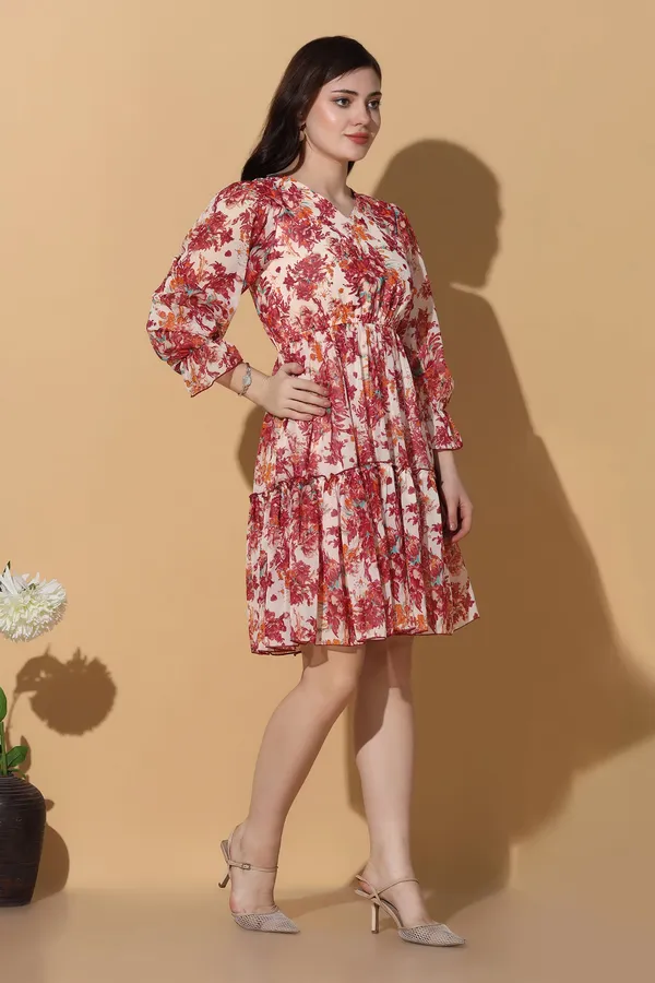 Off_White_Georgette_Floral_Print_Fit_And_Flare_Knee_Length_Dress_For_Women