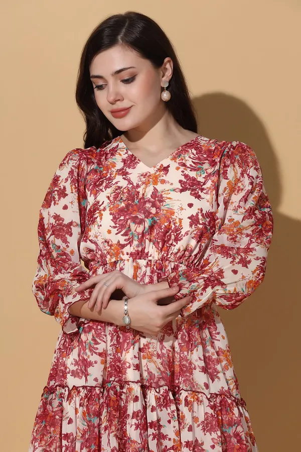 Off_White_Georgette_Floral_Print_Fit_And_Flare_Knee_Length_Dress_For_Women