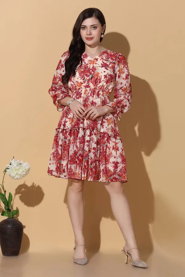 Off_White_Georgette_Floral_Print_Fit_And_Flare_Knee_Length_Dress_For_Women