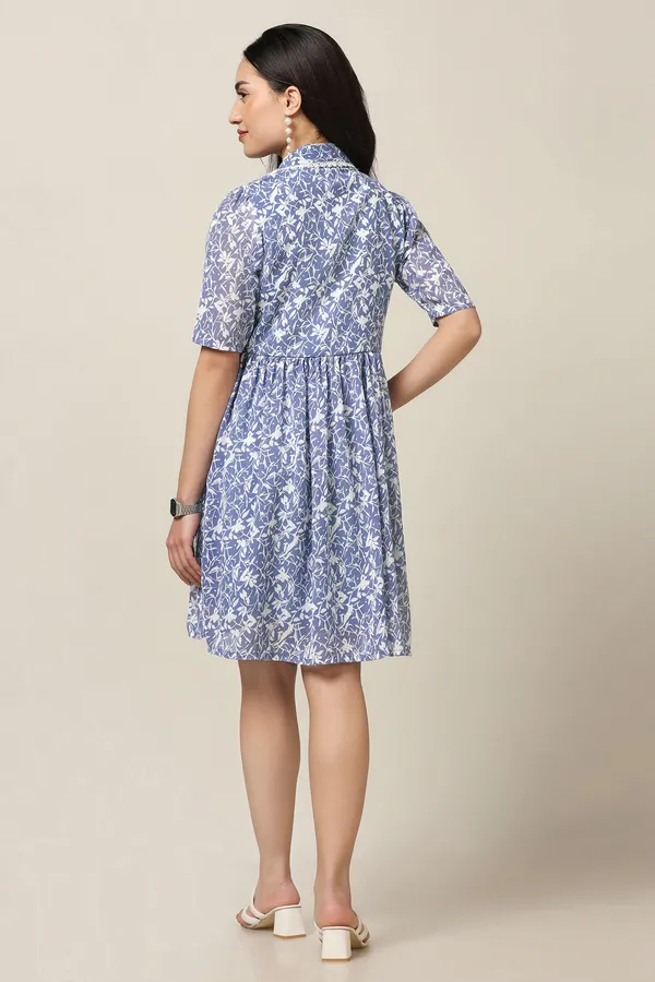 Sky_Chiffon_All-Over_Print_Above_Knee_Length_Dress_For_Women