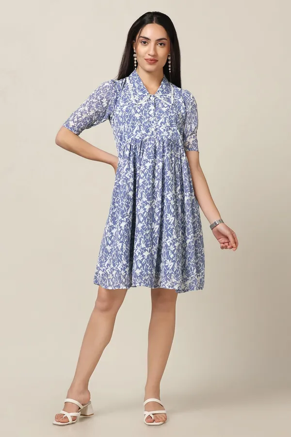 Sky_Chiffon_All-Over_Print_Above_Knee_Length_Dress_For_Women