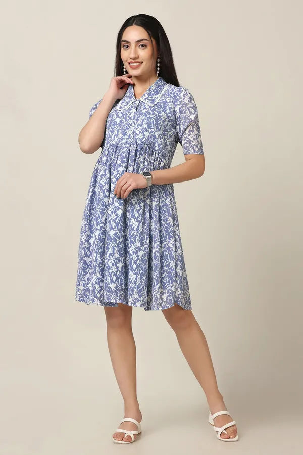 Sky_Chiffon_All-Over_Print_Above_Knee_Length_Dress_For_Women
