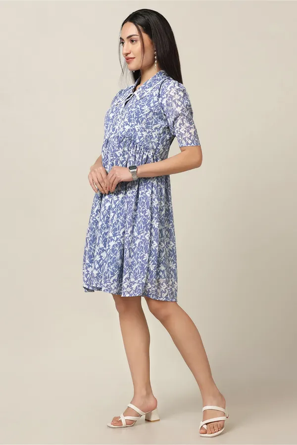 Sky_Chiffon_All-Over_Print_Above_Knee_Length_Dress_For_Women