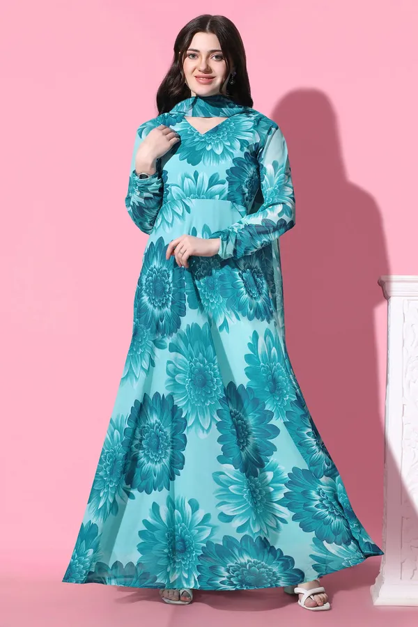 Georgette_Floral_Print_Dress_With_Dupatta_Set_For_Women
