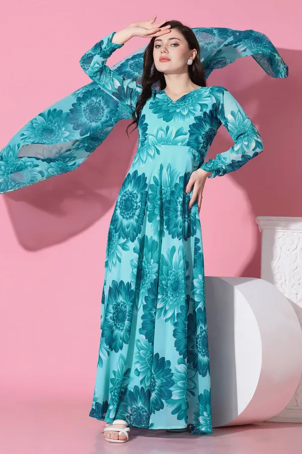 Georgette_Floral_Print_Dress_With_Dupatta_Set_For_Women