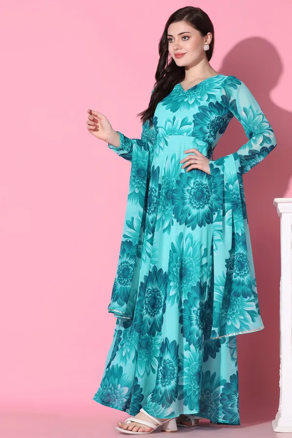 Georgette_Floral_Print_Dress_With_Dupatta_Set_For_Women