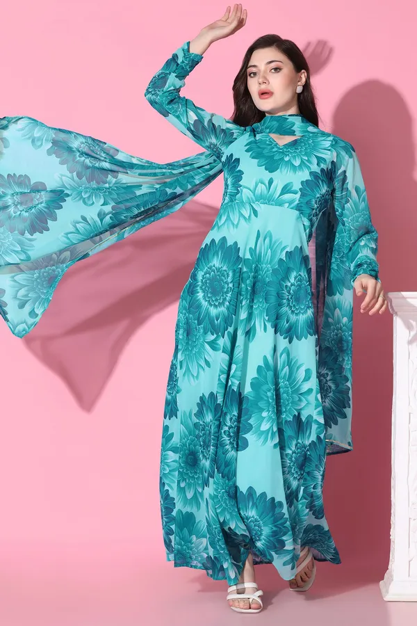 Georgette_Floral_Print_Dress_With_Dupatta_Set_For_Women