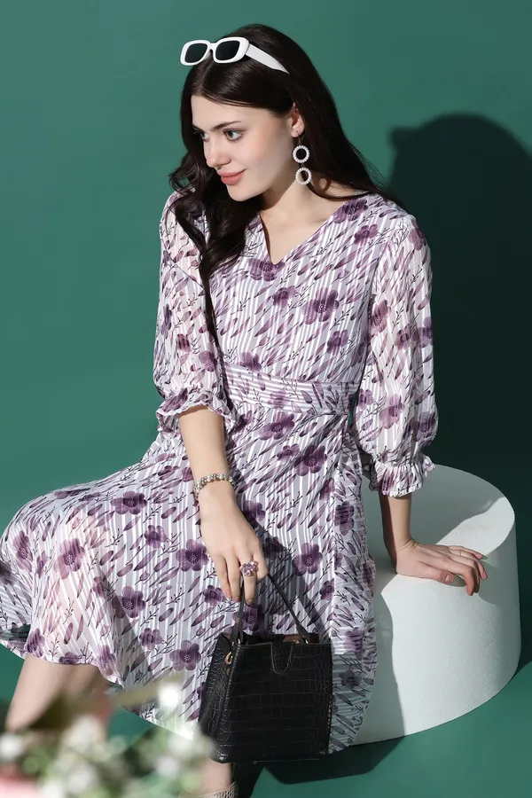 Purple_Georgette_All-Over_Print_Above_Knee_Length_Dress_For_Women