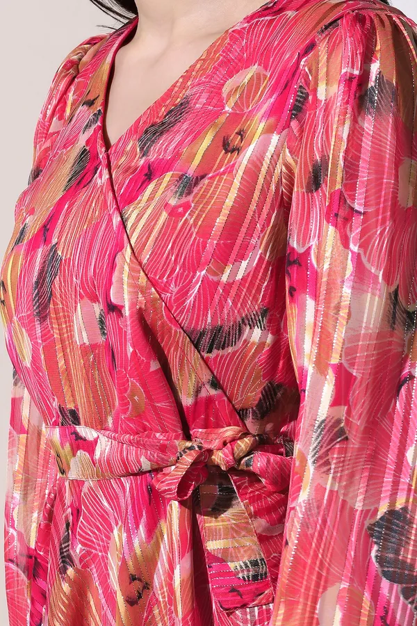 Pink_Georgette_All-Over_Print_Above_Knee_Length_Dress_For_Women