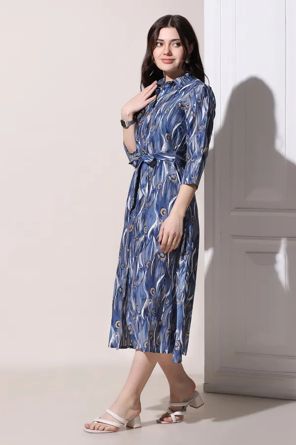 Blue_Muslin_All-Over_Print_Calf_Length_Dress_For_Women
