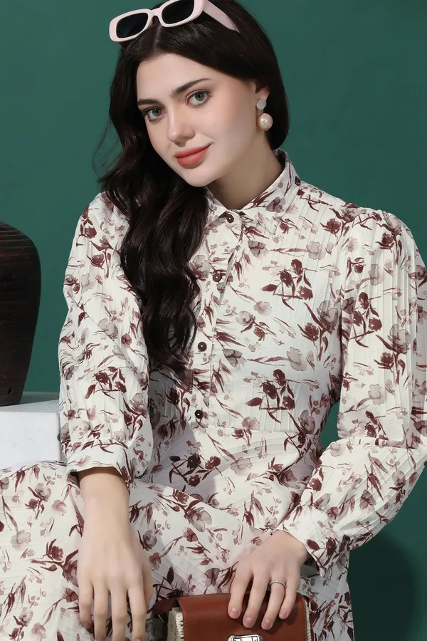 White_Dress_with_Floral_Print_|_Premium_Fabric_and_Knee_Length_Dress_For_Women