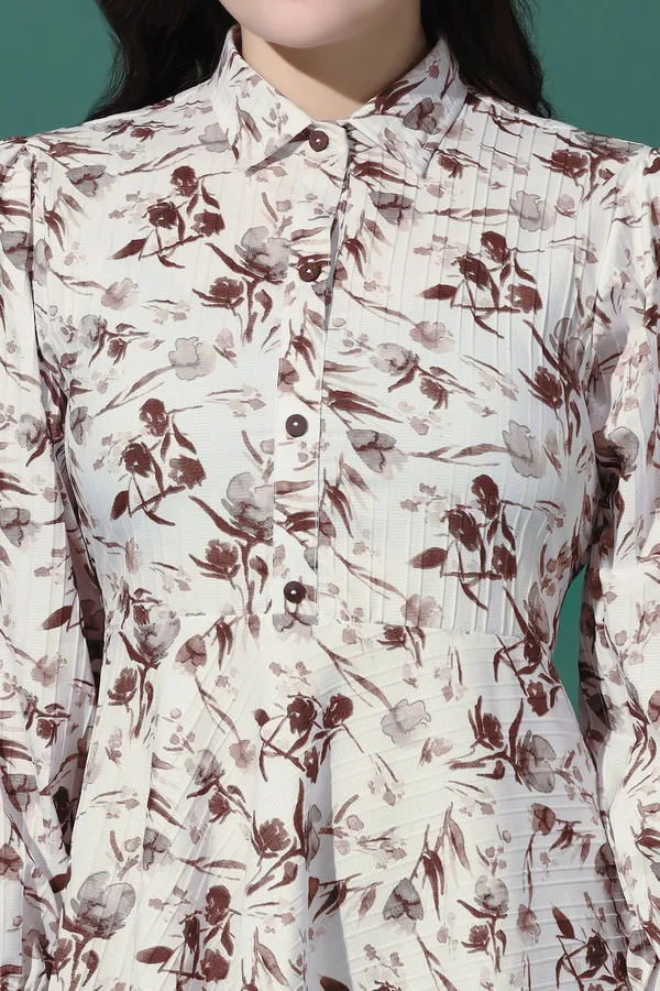 White_Dress_with_Floral_Print_|_Premium_Fabric_and_Knee_Length_Dress_For_Women