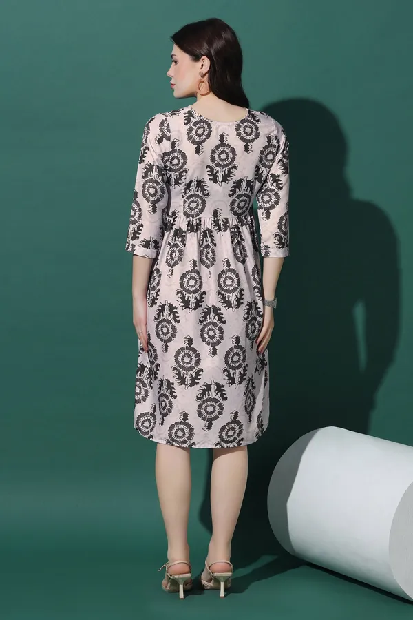 Grey_Dress_with_Floral_Print_|_Premium_Fabric_and_Knee_Length_Dress_For_Women