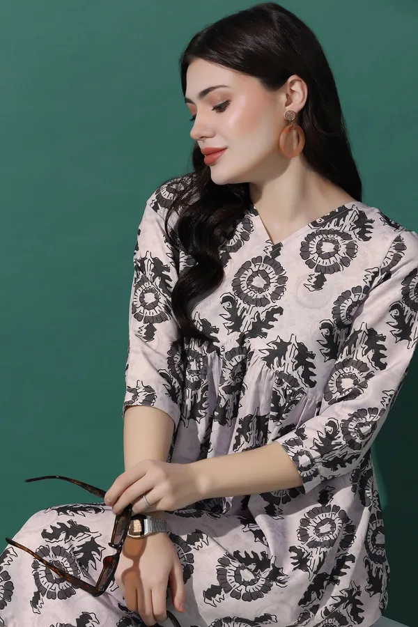 Grey_Dress_with_Floral_Print_|_Premium_Fabric_and_Knee_Length_Dress_For_Women