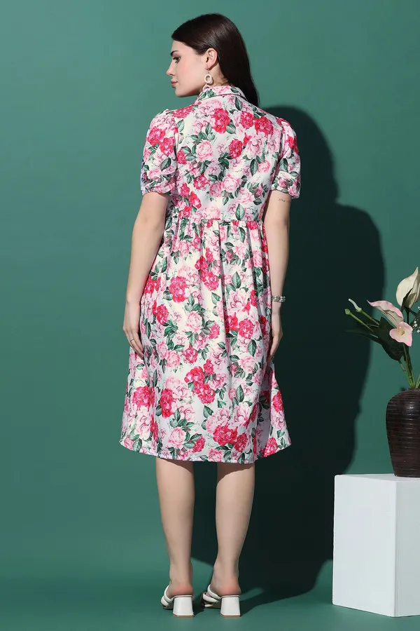 Multicolor_Dress_with_Floral_Print_|_Premium_Fabric_and_Knee_Length_Dress_For_Women