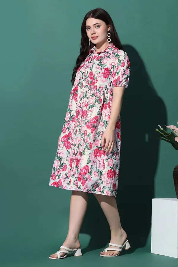 Multicolor_Dress_with_Floral_Print_|_Premium_Fabric_and_Knee_Length_Dress_For_Women