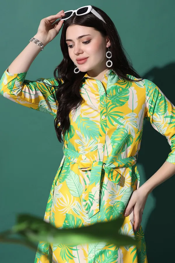 Lemon_Yellow_Dress_with_Floral_Print_|_Premium_Fabric_and_Knee_Length_Dress_For_Women