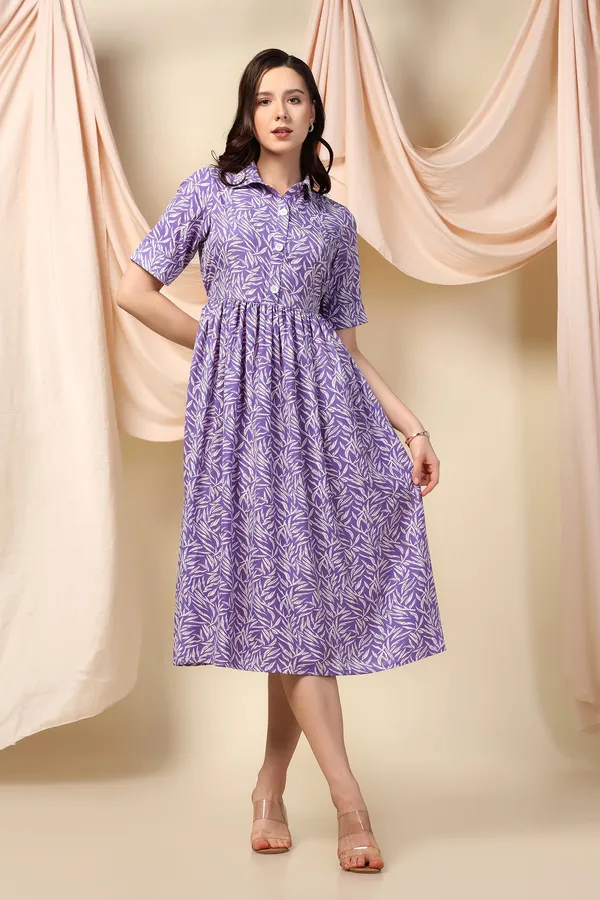 Purple_Polyester_Dress_with_Floral_Print_|_Premium_Fabric_and_Calf_Length_Dress_For_Women