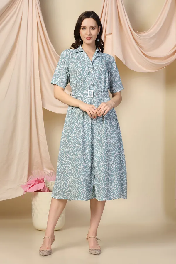 Sea_Green_Polyester_Dress_with_Floral_Print_|_Premium_Fabric_and_Calf_Length_Dress_For_Women