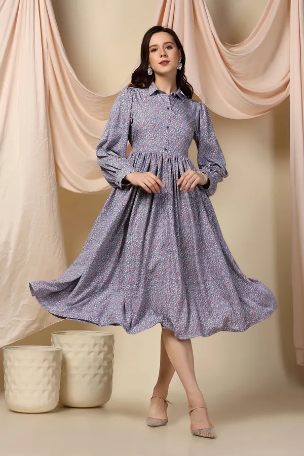 Grey_Polyester_Dress_with_Floral_Print_|_Premium_Fabric_and_Calf_Length_Dress_For_Women