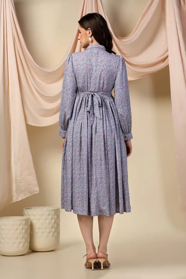 Grey_Polyester_Dress_with_Floral_Print_|_Premium_Fabric_and_Calf_Length_Dress_For_Women