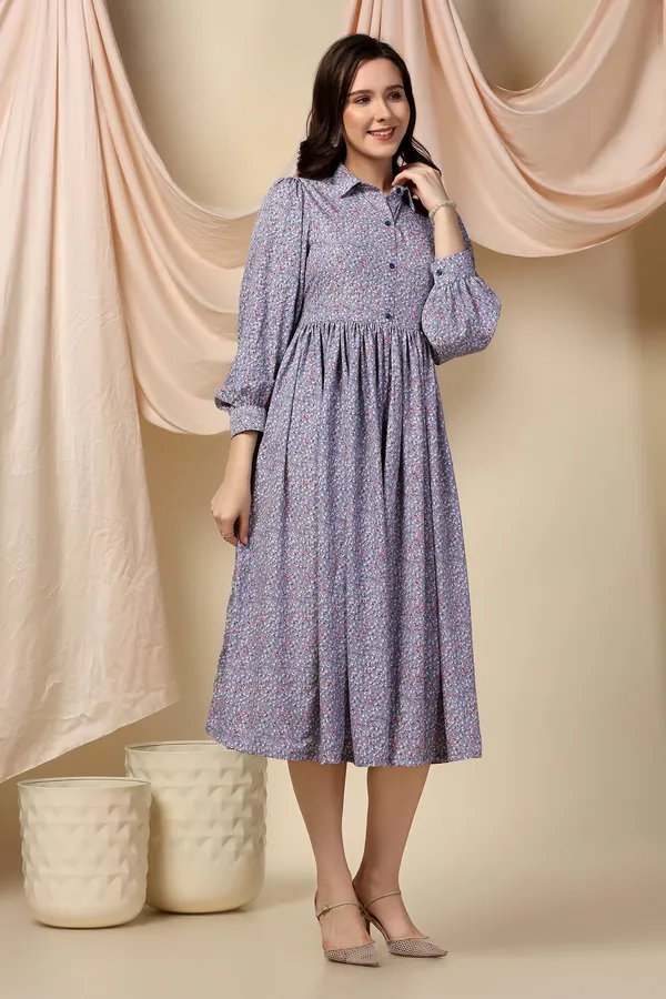 Grey_Polyester_Dress_with_Floral_Print_|_Premium_Fabric_and_Calf_Length_Dress_For_Women