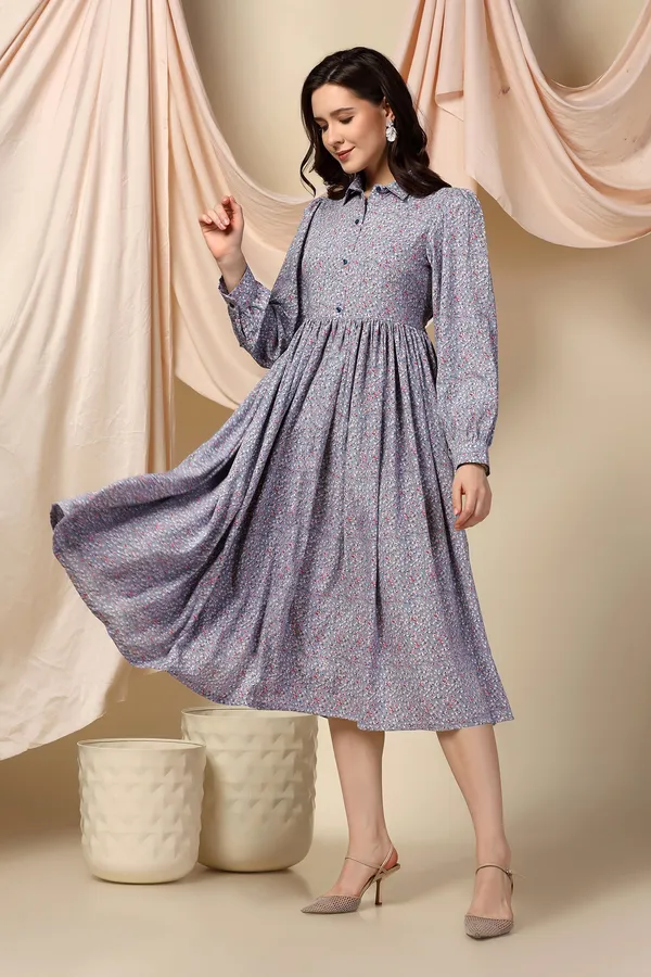 Grey_Polyester_Dress_with_Floral_Print_|_Premium_Fabric_and_Calf_Length_Dress_For_Women