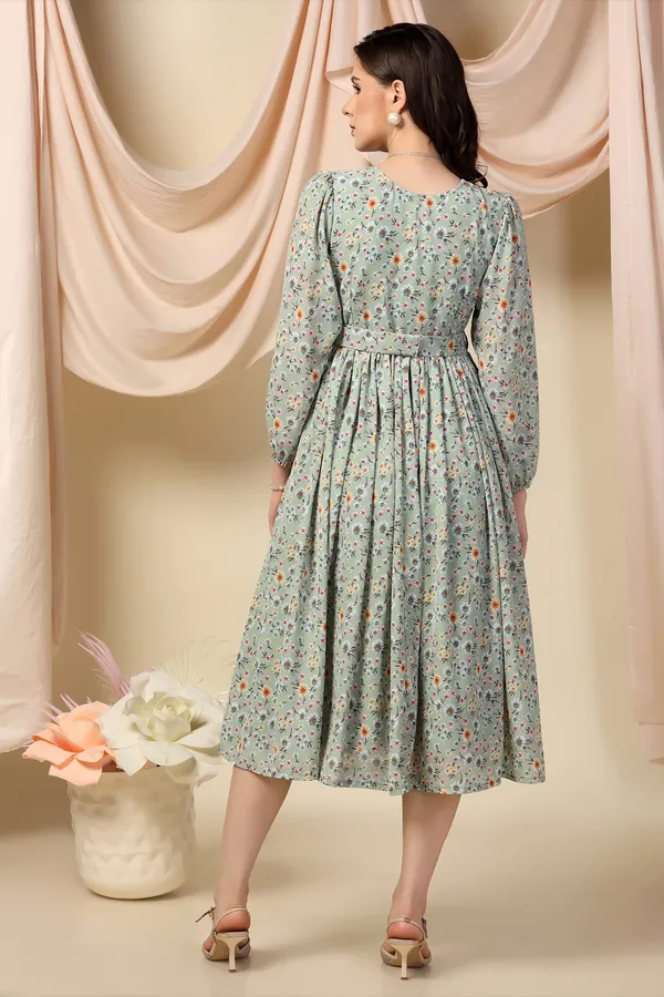 Pista_Lurex_Checks_Dress_with_Floral_Print_|_Premium_Fabric_and_Calf_Length_Dress_For_Women