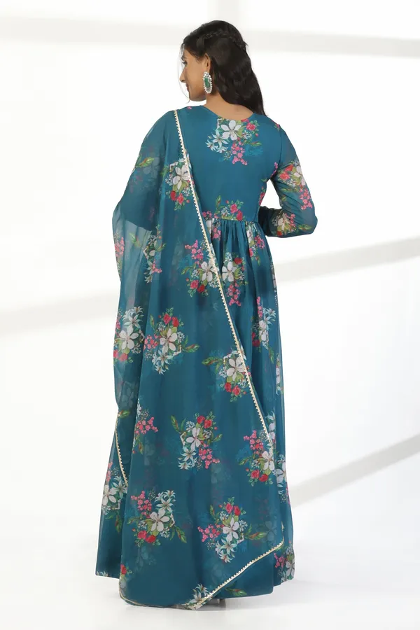 Morpich_Organza_A_Line_Dress_with_Dupatta_Set_|_Floral_Print_and_Maxi_Length_Dress