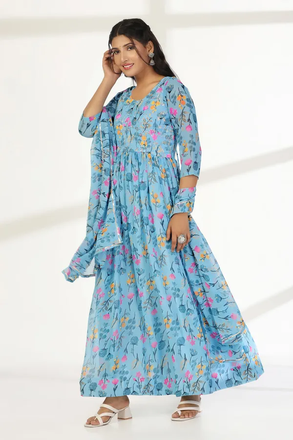 Sky_Blue_Georgette_Floral_Print_A-Line_Maxi_Dress_With_Dupatta_Set_For_Women