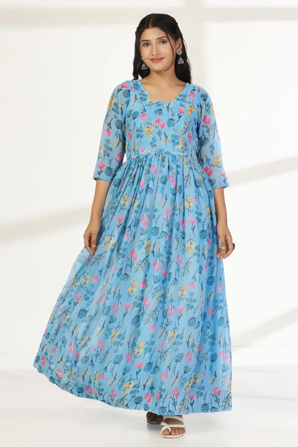 Sky_Blue_Georgette_Floral_Print_A-Line_Maxi_Dress_With_Dupatta_Set_For_Women