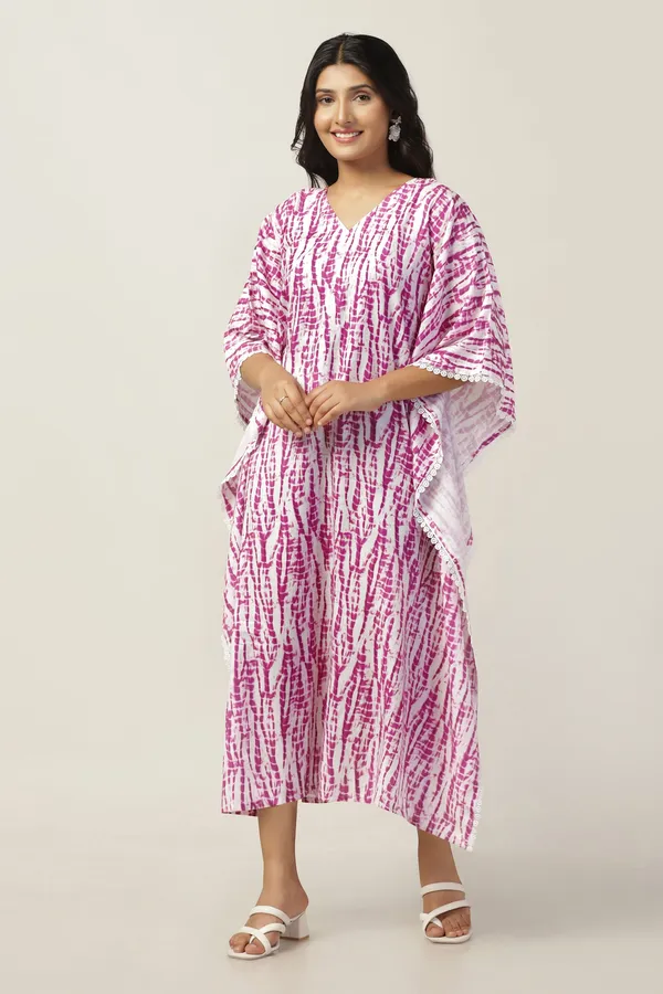 Pink_Slub_Tie_And_Dye_Print_Kaftan_For_Women