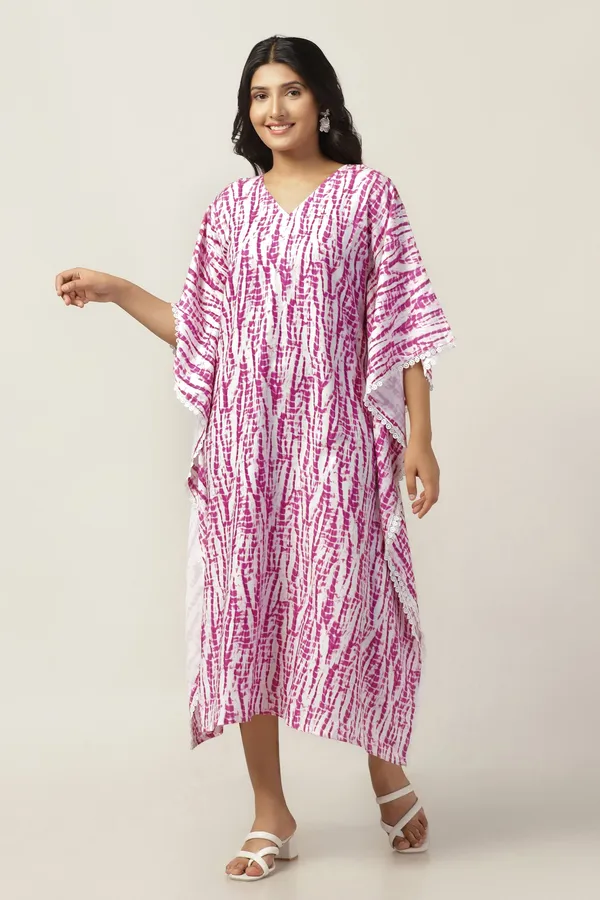 Pink_Slub_Tie_And_Dye_Print_Kaftan_For_Women