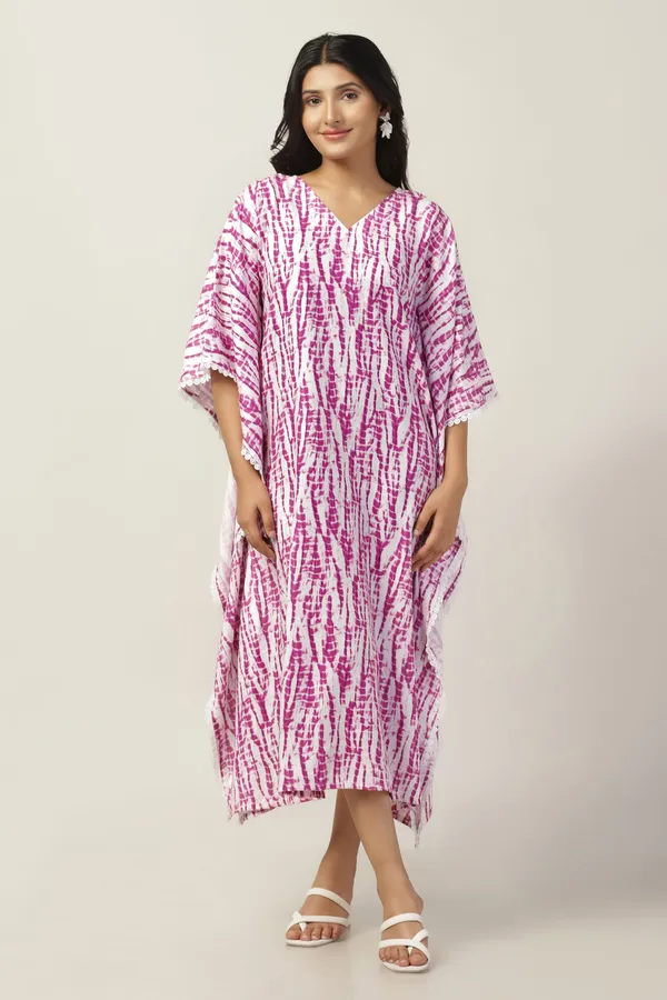 Pink_Slub_Tie_And_Dye_Print_Kaftan_For_Women