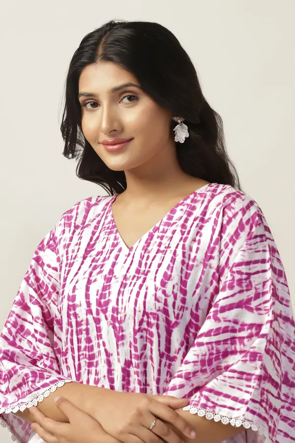 Pink_Slub_Tie_And_Dye_Print_Kaftan_For_Women