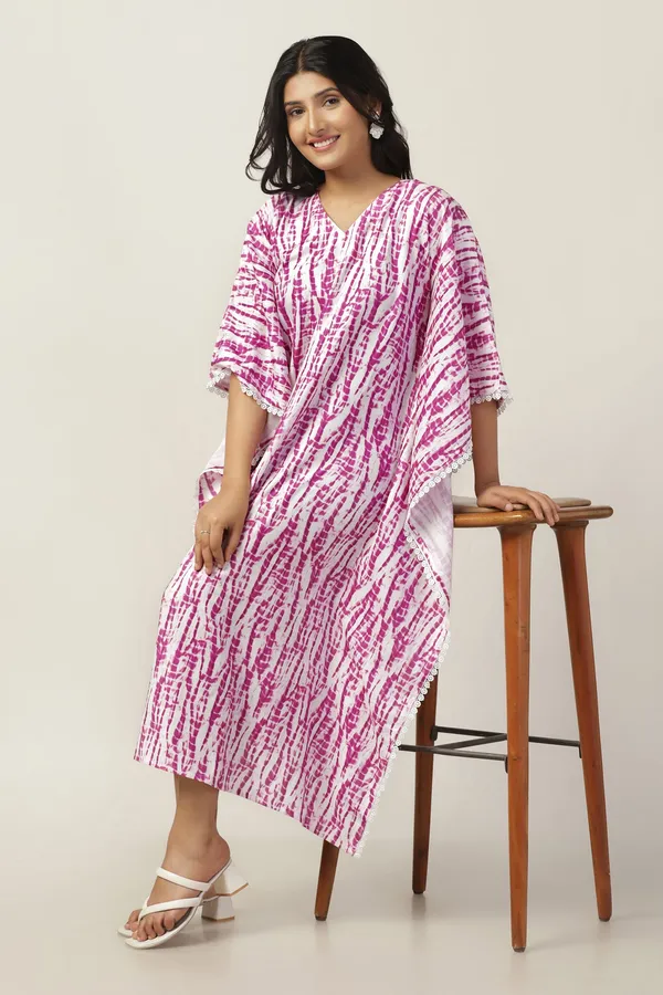 Pink_Slub_Tie_And_Dye_Print_Kaftan_For_Women