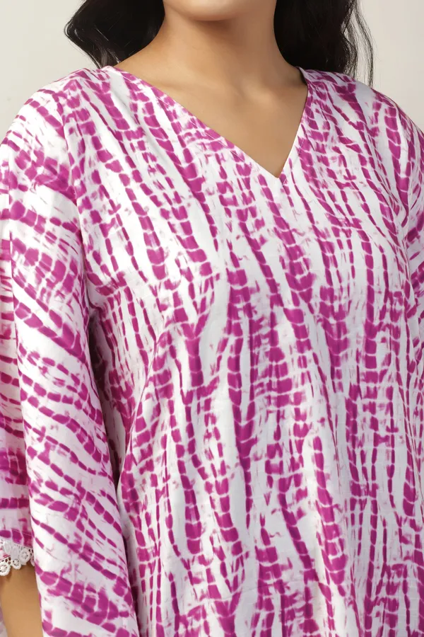 Pink_Slub_Tie_And_Dye_Print_Kaftan_For_Women