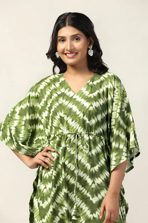 Green_Slub_Tie_&_Dye_Print_Kaftan_Dress_For_Women