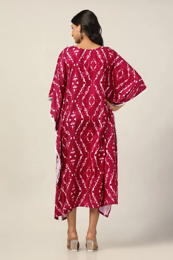 Maroon_Cotton_Blend_Tie_&_Dye_Print_Kaftan_Maxi_Length_Dress_For_Women
