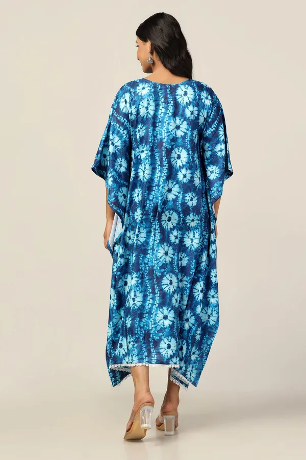 Blue_Slub_Tie-Dye_Print_Kaftan_Dress_For_Women