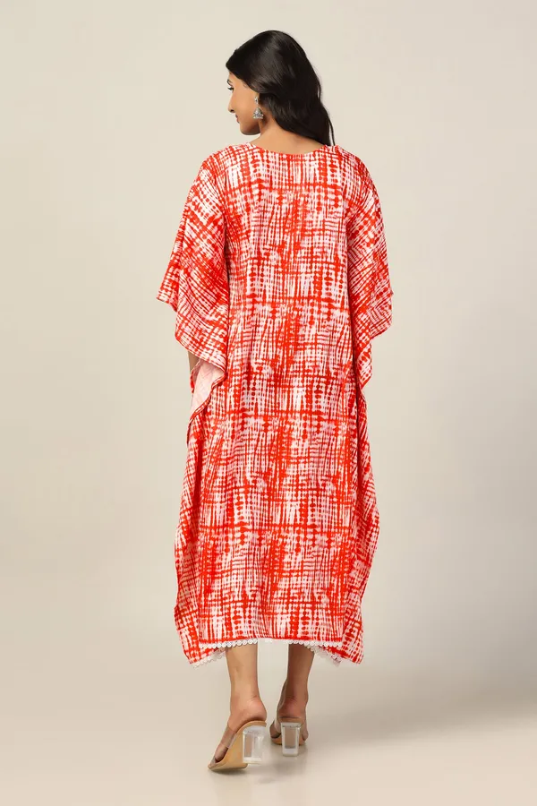 Orange_Slub_Tie_&_Dye_Print_Kaftan_Dress_For_Women