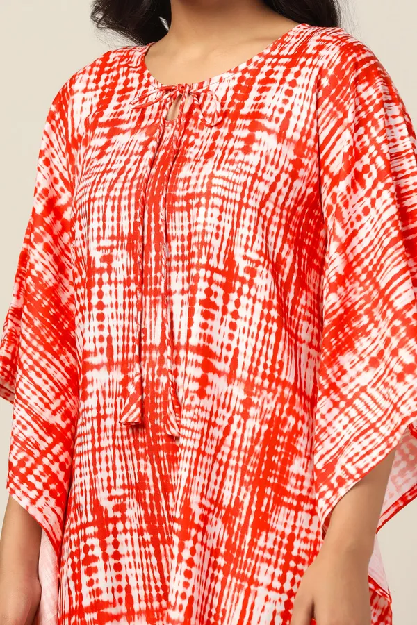 Orange_Slub_Tie_&_Dye_Print_Kaftan_Dress_For_Women