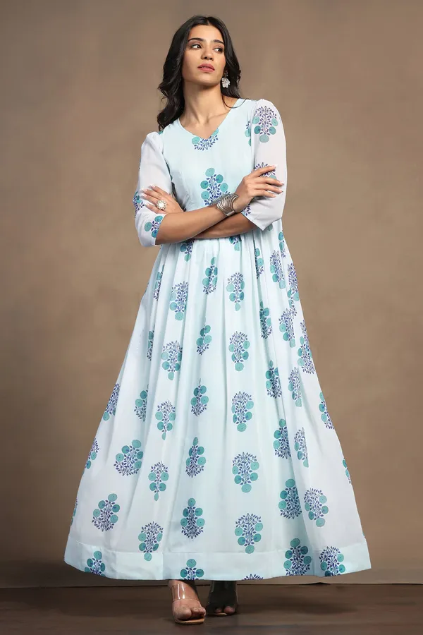 Sky_Blue_Georgette_Floral_Print_A-Line_Maxi_Length_Dress_For_Women